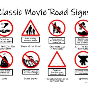 Classic Movie Road Signs Print (Mounted Size 10 inch by 12 inch)