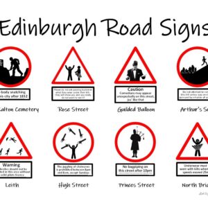 Edinburgh Road Signs Print (Mounted Size 10 inch by 12 inch)