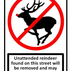 Unattended Reindeer Sign Christmas Card
