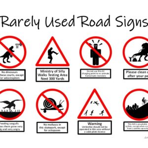 Rarely Used Road Signs Print (Mounted Size 10 inch by 12 inch)