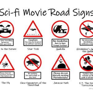 Sci-Fi Movie Road Signs Print (Mounted Size 10 inch by 12 inch)