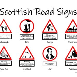 Scottish Road Signs Print (Mounted Size 10 inch by 12 inch)