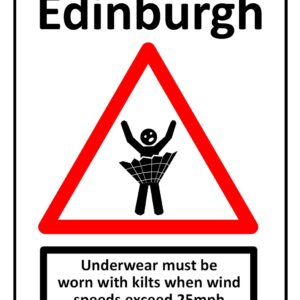 Welcome To Edinburgh Wind Warning Sign Print (Mounted Size 10 Inch By 12 Inch)
