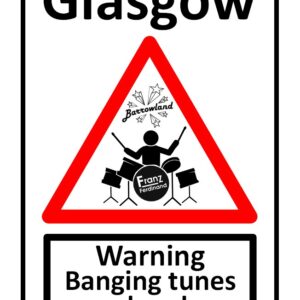 Banging Tunes Ahead Road Sign Sticker (7cm by 10cm)