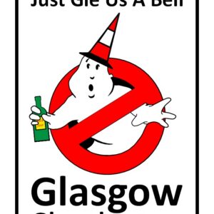 Glasgow Ghostbusters Road Sign Sticker (7cm by 10cm)