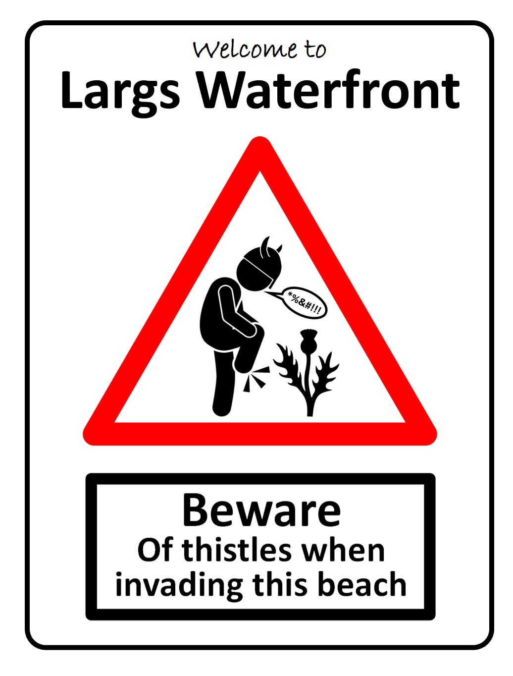 Welcome To Largs Waterfront Sign Print (Mounted Size 10 Inch By 12 Inch)