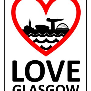 Love Glasgow Waterfront Sign Print (Mounted Size 10 Inch By 12 Inch)