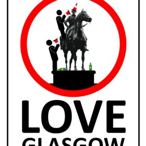 Love Glasgow Duke Of Wellington Sign Print (Mounted Size 10 Inch By 12 Inch)